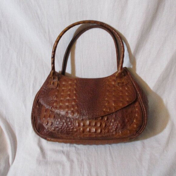MICHAEL ROME ITALY BROWN Alligator CROC leather tote bag satchel purse bag - Picture 1 of 7